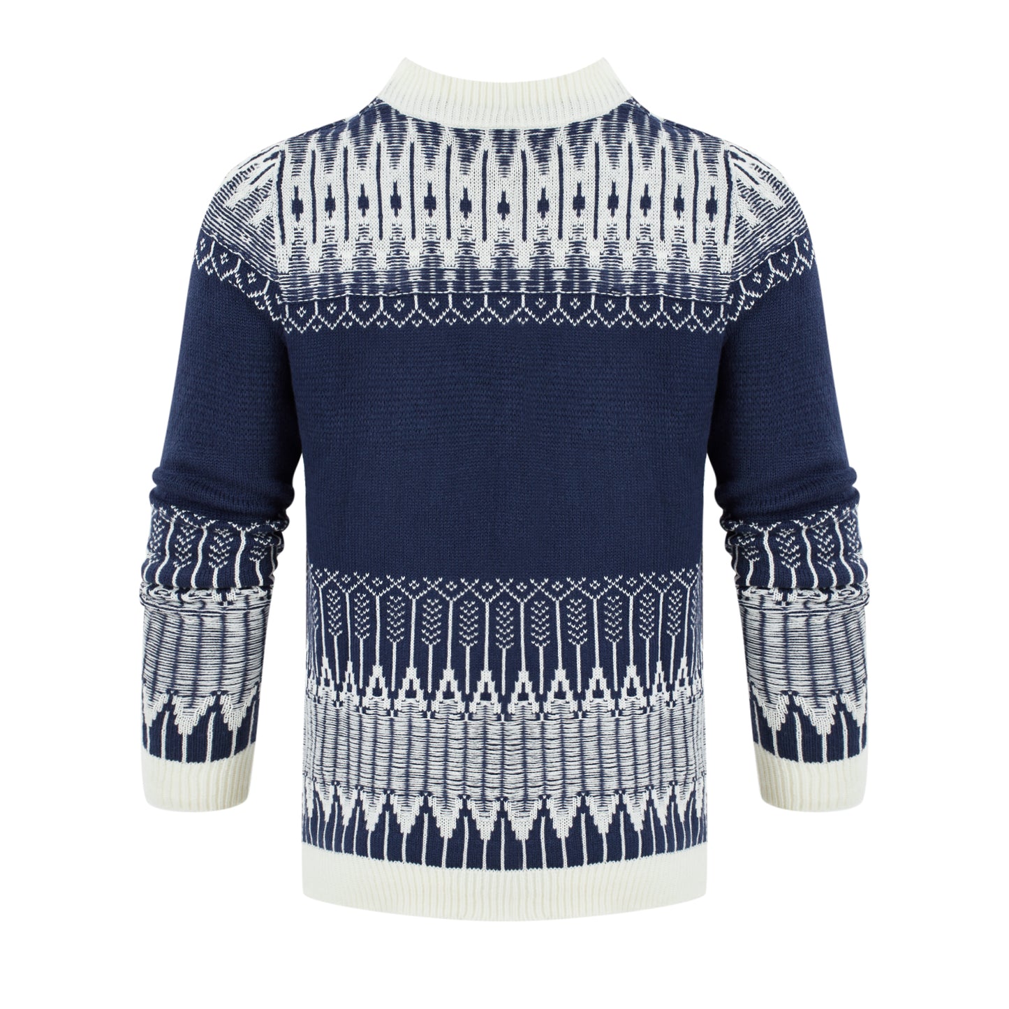 Men'S Crewneck Pullover Sweater Unisex Fair Isle Long Sleeve Knitted Sweater