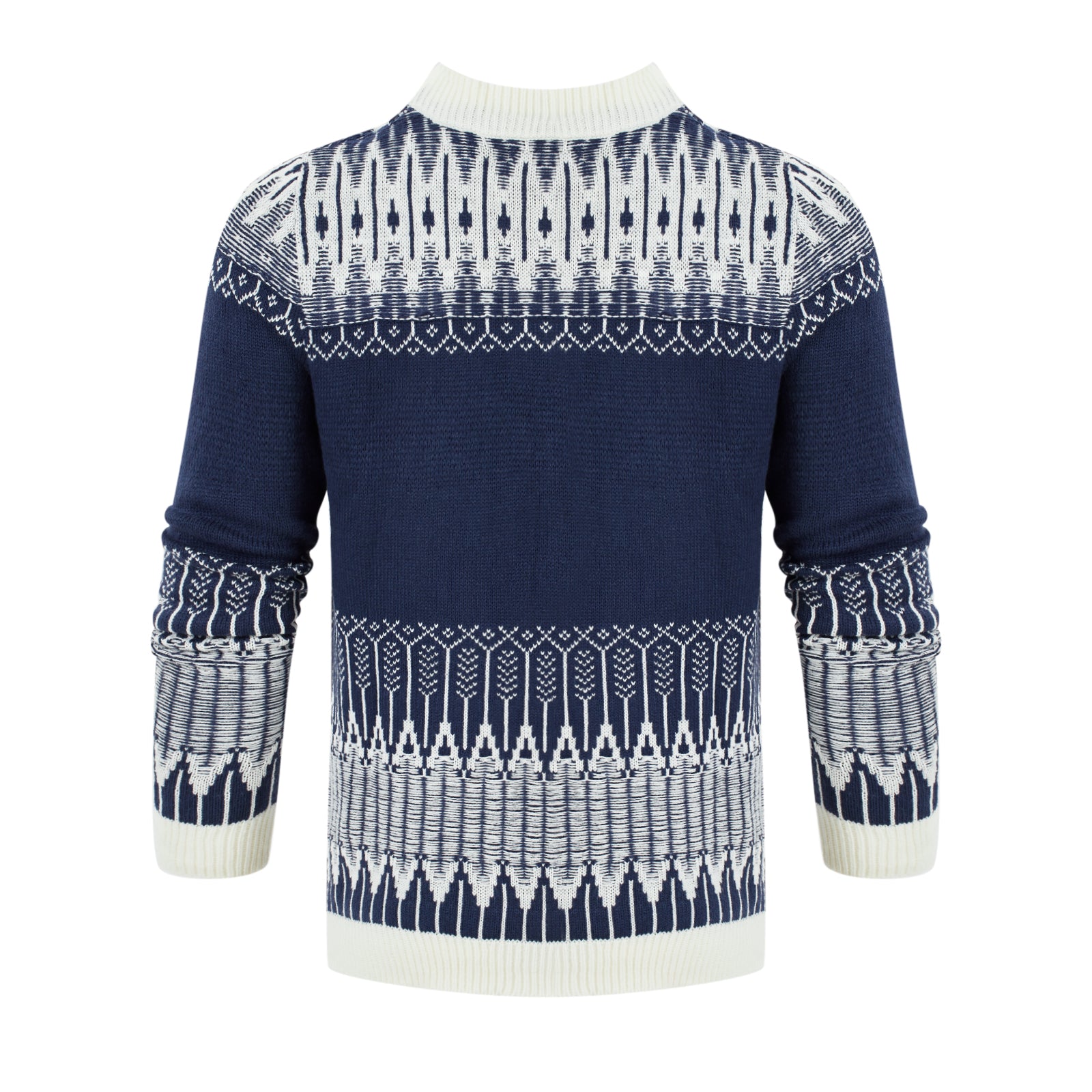 Men'S Crewneck Pullover Sweater Unisex Fair Isle Long Sleeve Knitted Sweater