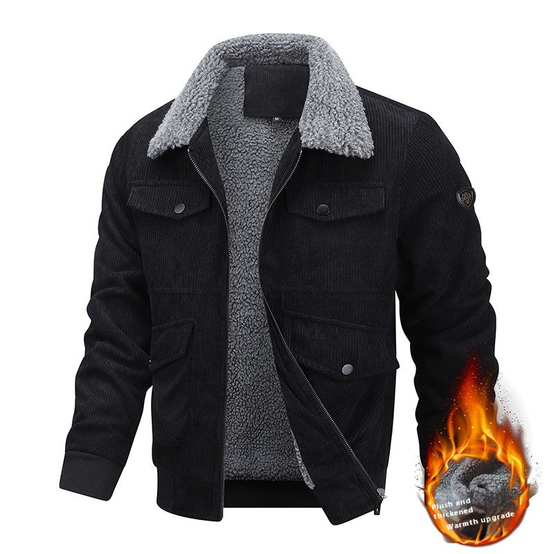 Winter Lapel Fleece Jacket Warm Thicken Cotton Coat