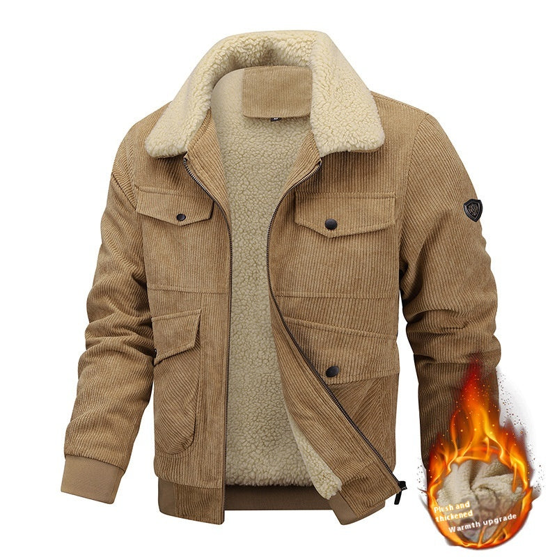 Winter Lapel Fleece Jacket Warm Thicken Cotton Coat