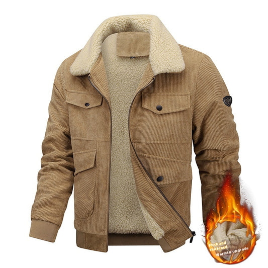 Winter Lapel Fleece Jacket Warm Thicken Cotton Coat