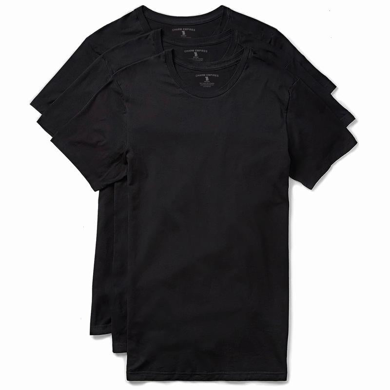 Slim Fit White and Black Tees Crewneck (3 Pack)