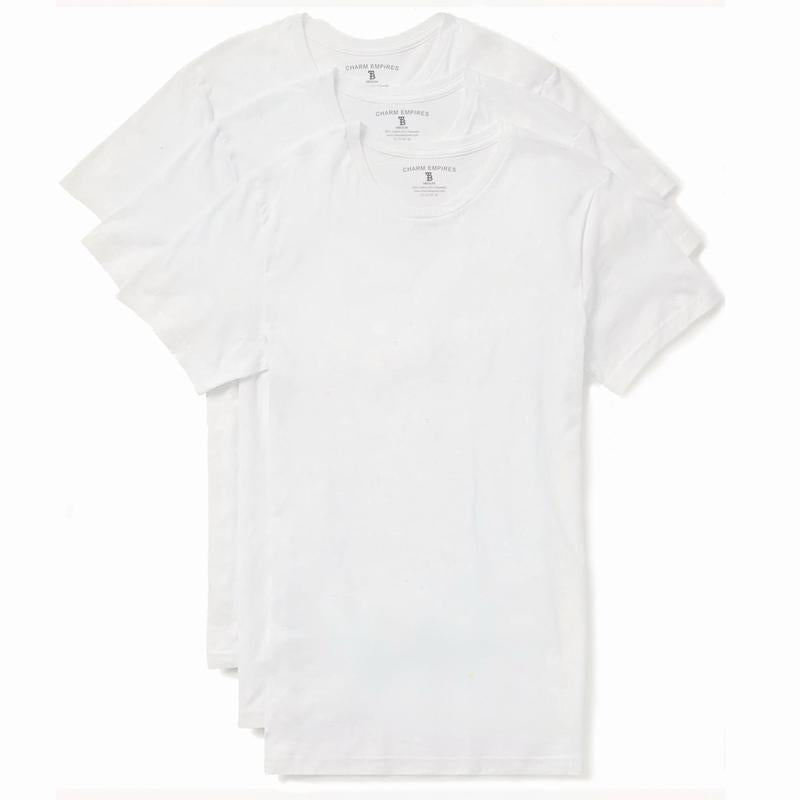 Slim Fit White and Black Tees Crewneck (3 Pack)