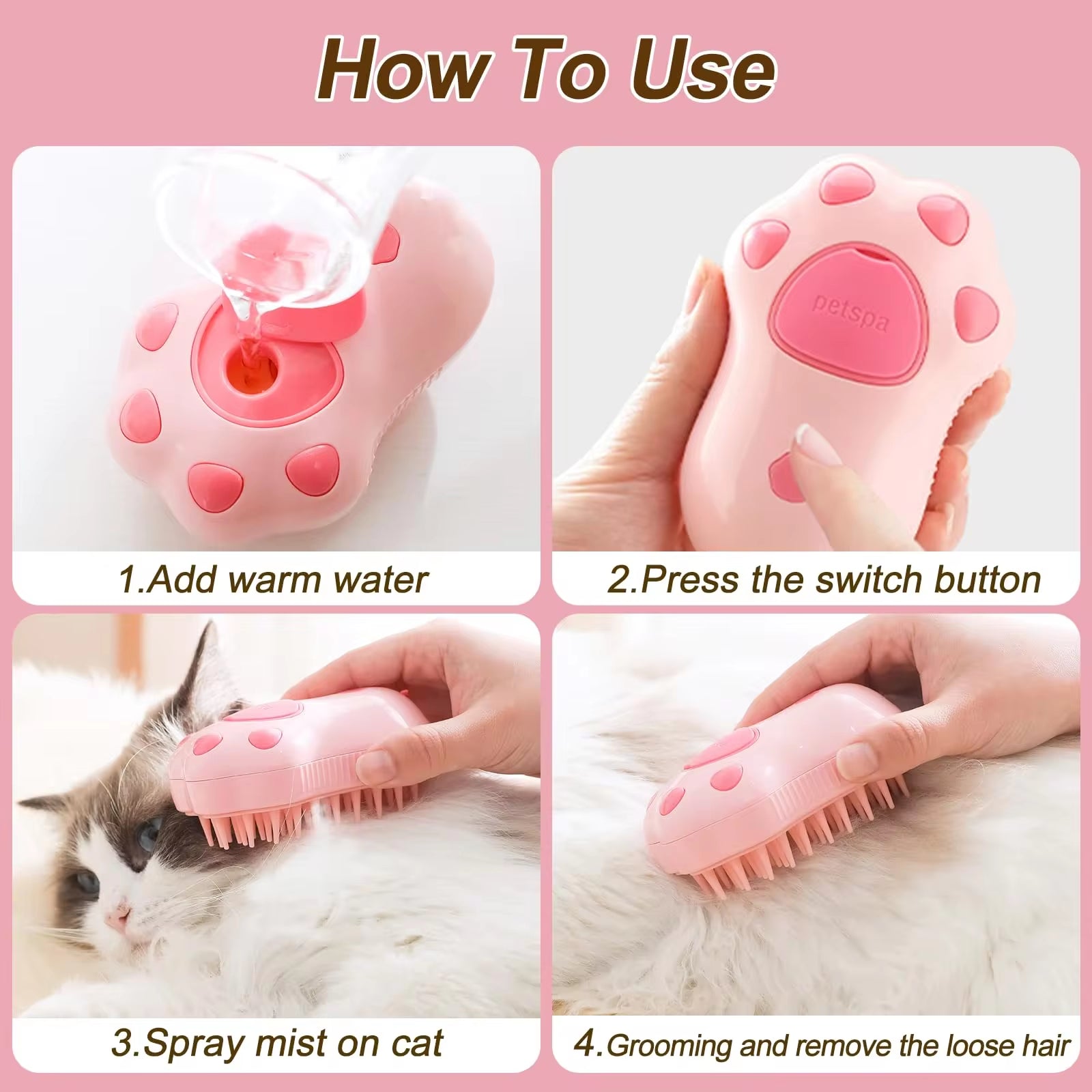 3 in 1 Pet Brush Cat Steam Brush Comb Dog 