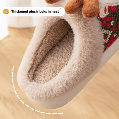 Cute Christmas Elk Plush Slippers 