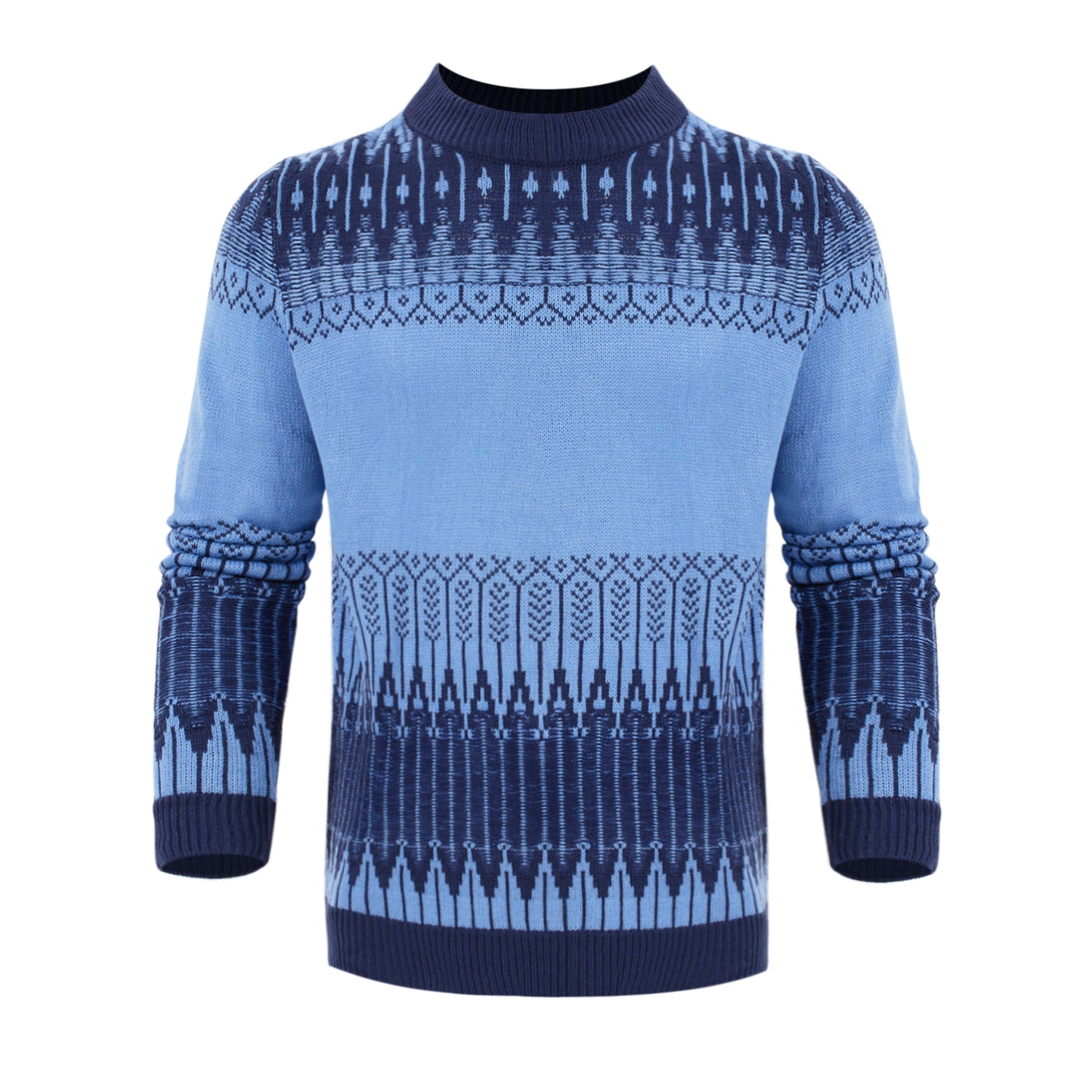 Men'S Crewneck Pullover Sweater Unisex Fair Isle Long Sleeve Knitted Sweater