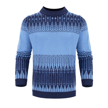 Men'S Crewneck Pullover Sweater Unisex Fair Isle Long Sleeve Knitted Sweater